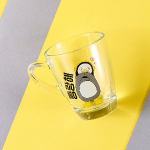 릴팡 펭수  펠랑해투명핸들글라스컵 유아용품 릴팡 